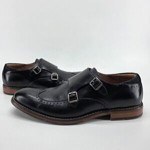 Stacy Adams Karson Monk Double Strap Black Wingtip Brogue Dress Shoes Oxford 9 M